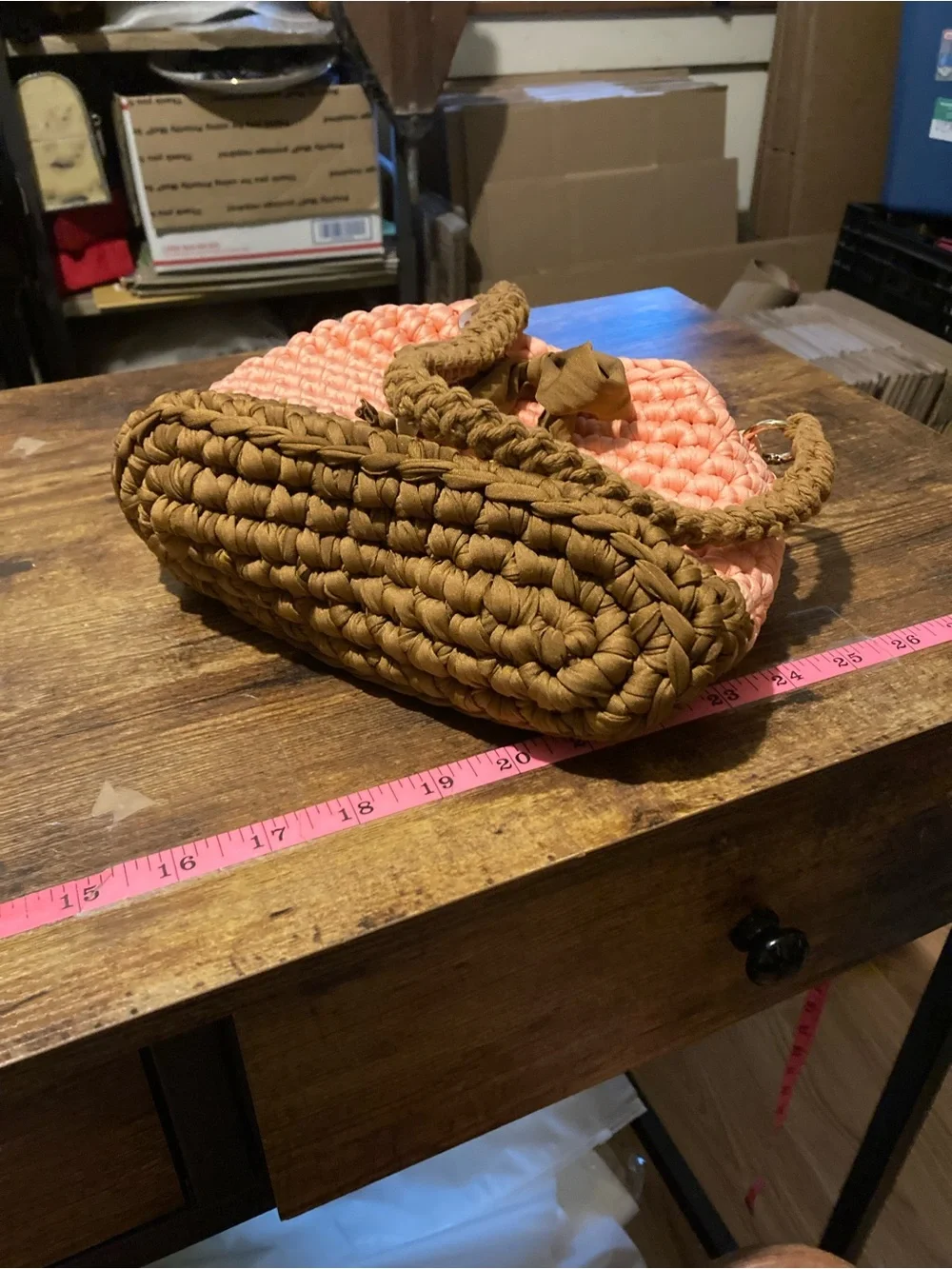 Handmade crocheted arm handle purse